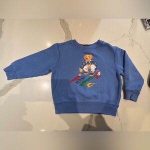 EUC Polo Ralph Lauren Kids Blue Painter Bear Sweatshirt - White - Size 3